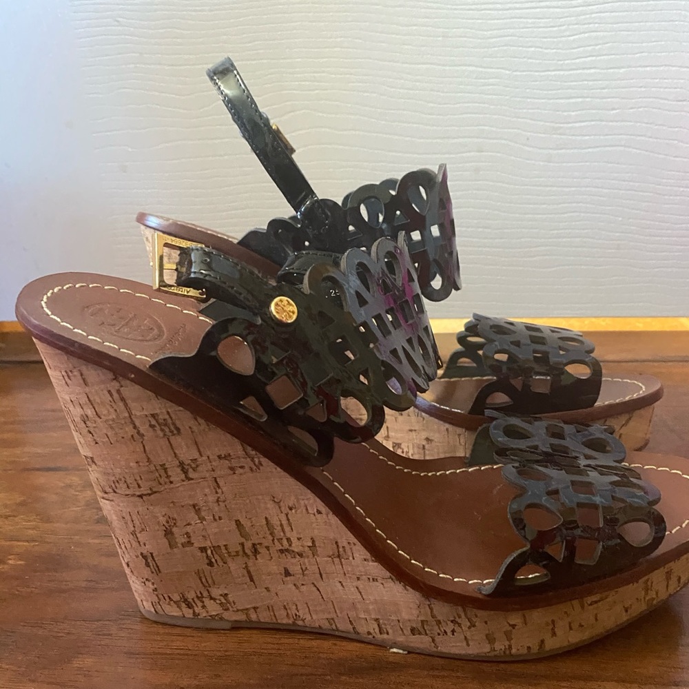 Tory Burch Black Nori Wedges